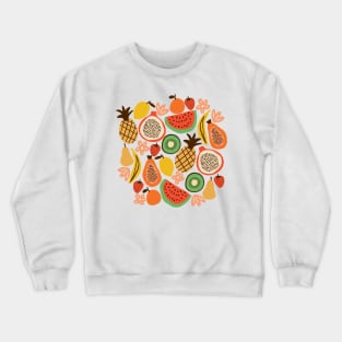 Colorful tropical fruits in pink Crewneck Sweatshirt